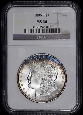 1886 Morgan Silver $1 Dollar NGC MS 66 Toned • $425