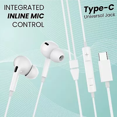 USB Type C Earphones Wired Earbuds For Samsung Galaxy S21/S22/s23 Ultra Note 20 • $22.49