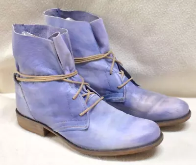 EOS Castro W Distressed Pale Blue Ankle/Combat Stye Soft Leather Boots Size 42 • $95