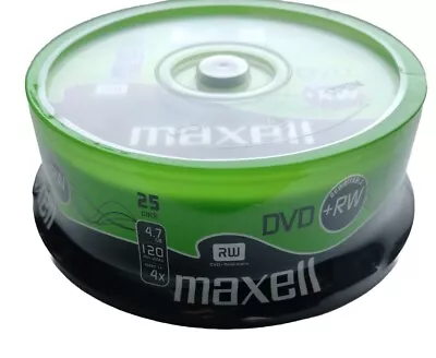 25 Maxell DVD+RW Disc 4.7GB 120Min 25 Spindle 275894 DVD Rewritable Blank Discs • £25.99