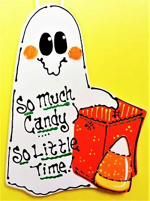 So Much Candy So Little Time GHOST SIGN Halloween Wall Art Door Hanger Plaque  • $13