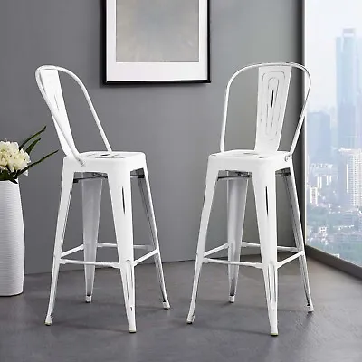 $141.75 • Buy Industrial Modern Farmhouse Tolix Style White Aluminum Backless Bistro Bar Stool
