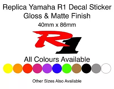 Yamaha YZF R1 YZFR1 R1 Replica Sticker Decal Pair 40mm X 86mm • £4.25