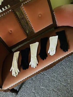 Women’s Vintage Glove Collection/Group Of Six Pairs Cloth And Leather/size M/L￼￼ • $15