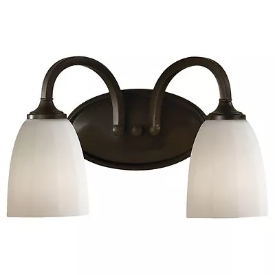 Murray Feiss Bronze 2-Light Vanity Fixture Bathroom Wall Glass Hanging Lamp NEW  • $89.91