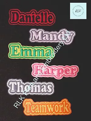 Personalised Embroidered Name Patch Badge B1 Iron On Sew On Kids Adults Text • £3.85