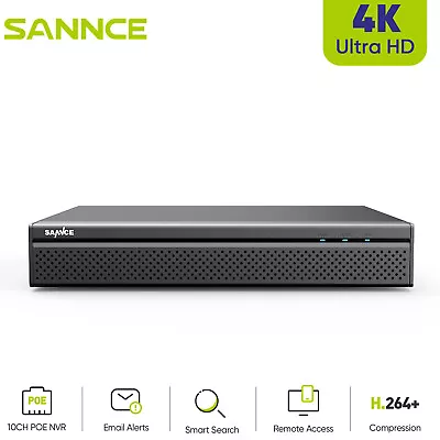 SANNCE 4K 8MP 8CH NVR PoE Network Video Recorder For Security Camera CCTV System • $139.59