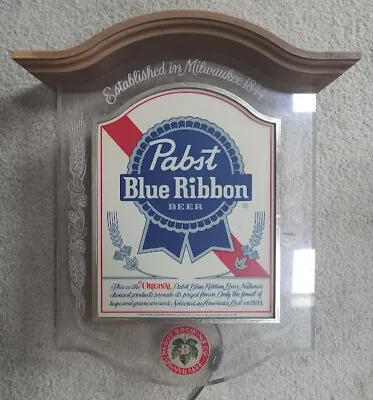 Vintage 1981 Pabst Blue Ribbon Crystal Heritage Acrylic Lighted Sign • $65.50