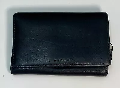 Vintage Coach Black Genuine Leather Bi-fold Wallet Zippered Inside Compartment • $36