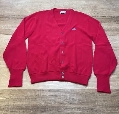Vintage IZOD Lacoste Cardigan Sweater Mens XL Red Christmas Button Up USA IL2 • $34.99