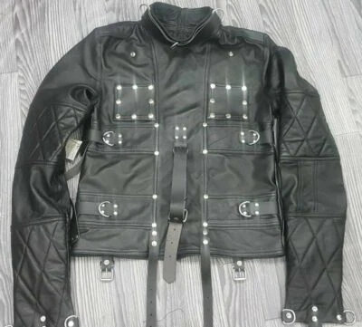$159 • Buy Mens Real Leather Heavy Duty Straight Jacket Cowhide Heavy Duty Straight Jacket