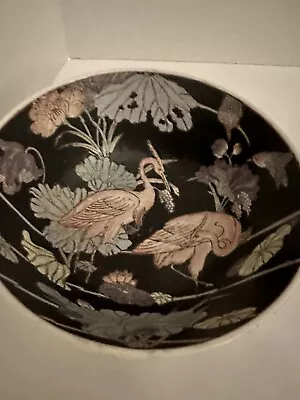 Antique Rare Macau Rare Hand MadePainted Porcelain Bowl Crane Humming Birds Mint • $19.99