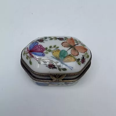 Vintage Limoges Dubarry Trinket Box Painted Butterfly Ladybird Ladybug Dragonfly • £20