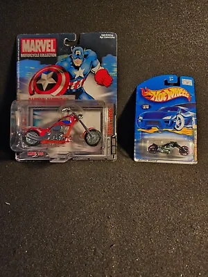 Marvel CAPTAIN AMERICA Die Cast Motorcycle (2004 Maisto) MISB + Bonus Blast Lane • $29