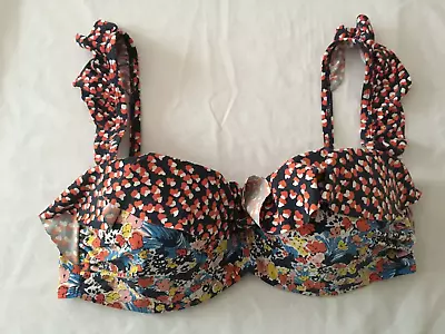 Next Bikini Top Padded Multi Ditsy Floral Frill Multiway Size 34 C • £1.99