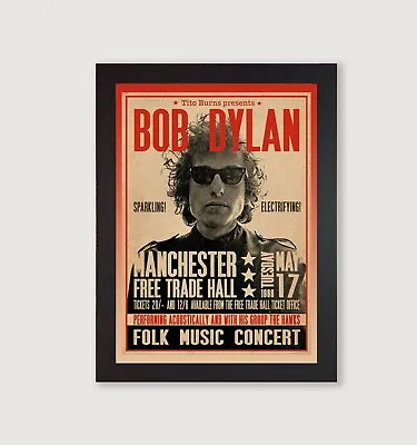 Bob Dylan 'Judas' Concert Poster Reproduction Manchester Free Trade Hall Framed • £8.49