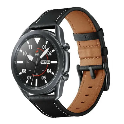 For Samsung Galaxy Watch 3 Band 45mm 41mm Quick Fit Classic Leather Watch Strap • $14.99