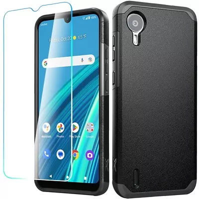 For Cricket Debut S2 At&t Calypso 4 Tough Hybrid Case Cover + Tempered Glass • $9.99