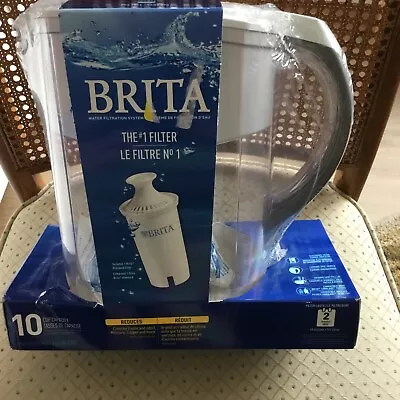 Brita Large 10 Cup Water Pitcher With Filter - BPA Free - Grey • $19.97