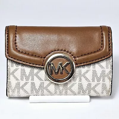 MICHAEL KORS Womens Brown White Logo 6 Holder Key Case • $39.95