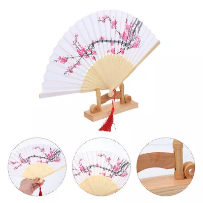 Plum Blossom Fabric Hand Fans With Holder - Wedding Favors • $10.89