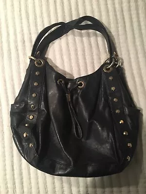 Michael Kors Soft Black Leather Hobo Shoulder Bag W/Gold Studs Preowned W/wear • $30