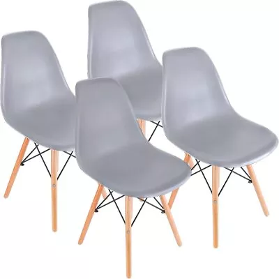 Set Of 4 Mid Century Modern DSW Dining Side Chair Wood Metal Legs • $71.50