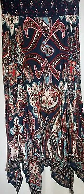 Bila Womens Skirt Maxi Boho Handkerchief Hem Elastic Waist Size M #1562 • $10.88