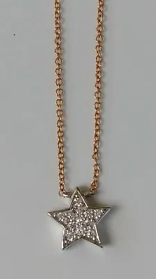 Diamonique Star Cubic Zirconia Necklace Sterling Silver-14k Rose Gold Plated • $10.95