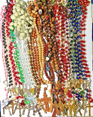 Vintage To Now Rosary Lot 28 Rosaries Glass Wood Composite Italy Medugorje • $28