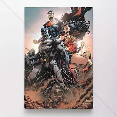 Trinity Batman Superman Wonder Woman Poster Canvas DC Comic Book Art Print #d9g4 • $54.95