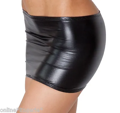 £8.99 • Buy Mini Skirt Black Wet Look Faux PVC Sexy Womens Shiny Micro Dress Party Club CS33