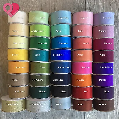 1.5  Organza Ribbon Sheer Glitter Metallic Taffeta Gift Trim Bulk 38mm 1-100yd • $7.79