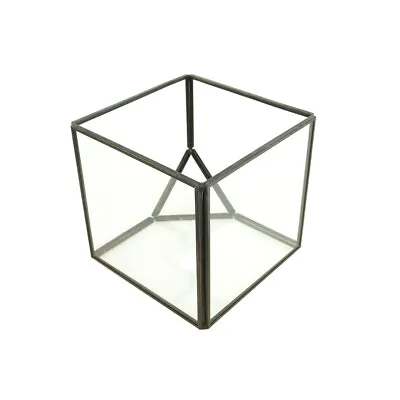 £31.10 • Buy Tilted Cube Glass Terrarium, Black, 4-Inch