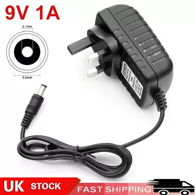 9v Power Supply UK 9v Adaptor 9v Charger 9 Volt Power Supply 9V 1A AC/DC UK PLUG • £5.29