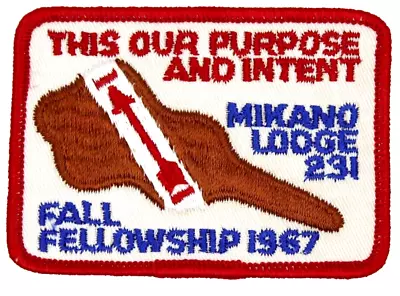 1967 Fall Fellowship Mikano Lodge 231 Patch Milwaukee County Council Wisconsin • $5.50