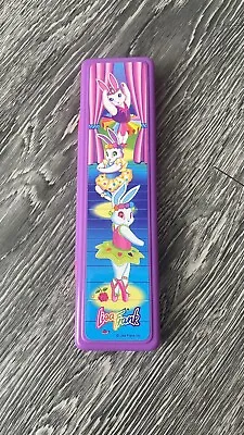 Vintage Lisa Frank Rabbit Rainbow Plastic Pencil Case Box W/ 3 Pencils & Eraser • $39.99