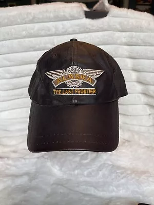 Vintage Alaska Bush Pilot Hat Cap Adjustable Strapback Brown Leather Aviation • $19.99