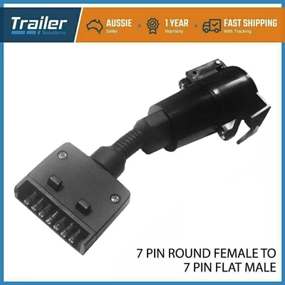 $16 • Buy Trailer Adapter Plug 7 PIN Round Female To Flat Male, Caravan, Boat Connector