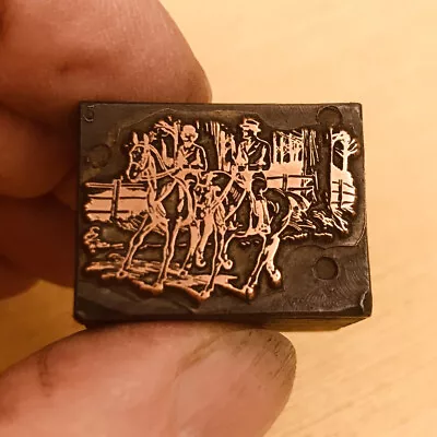 £12 • Buy Letterpress Metal Printing Block Stereotype Horse Riders Equestrians