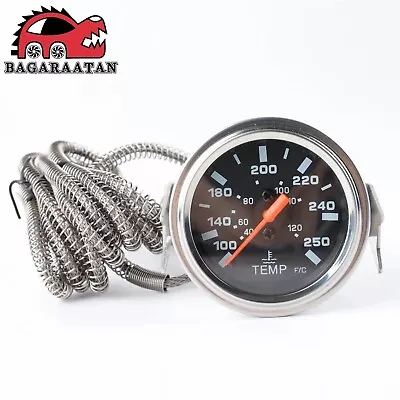 $17.99 • Buy 2'' 52mm Chrome Pointer Water Temp Temperature Gauge Mechanical Black Face ℃ / ℉