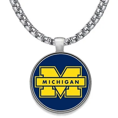 Large Michigan Wolverines 24  Stainless Steel Pendant Necklace FREE SHIP' D30 • $20.95