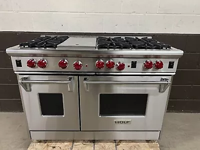 Wolf R486C - 48  PRO Gas Range Oven 6 Burners + Grill Stainless Red Knobs • $6999.99