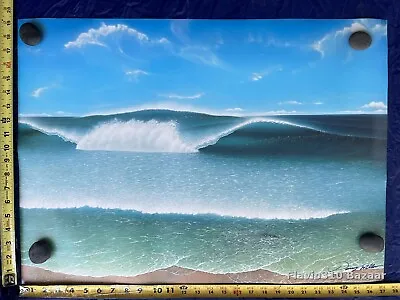 Signed 1995 Vintage DAVID DAVEY MILLER Pipeline Hawaii Poster 27x19 Inches • $29