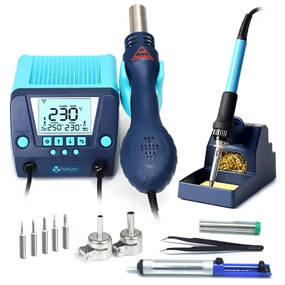 2in1 SMD Soldering Iron Rework Station Hot Air Heat Gun Digital Desoldering Kit • $84.98