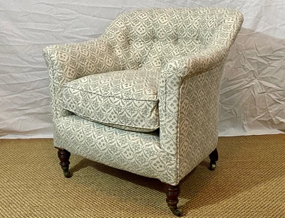 £3500 • Buy Howard & Sons Fully Stamped Armchair – Re-covered In H&S Ticking Fabric