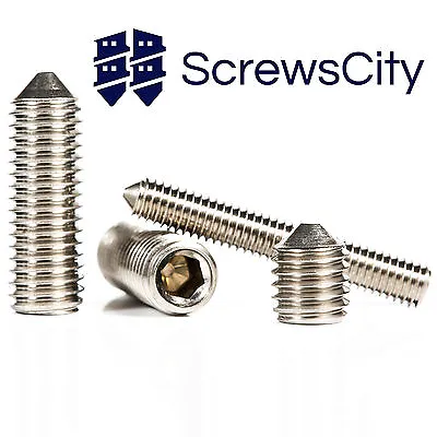 £2.57 • Buy M3 M4 M5 M6 M8 M10 A2 Stainless Steel Cone Point Grub Screws / Bolts Hex Socket