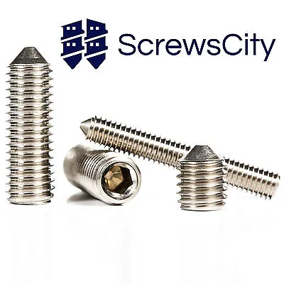 M3 M4 M5 M6 M8 M10 A2 Stainless Steel Cone Point Grub Screws / Bolts Hex Socket • £1.80