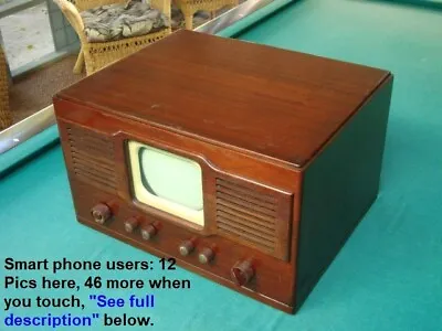 Vintage 1940's National TV-7W 7  Table Top TV In Mahogany Cabinet • $749.95