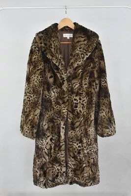 Edina Ronay London Ladies Faux Fur Leopard Print  Overcoat Size L UK14 • £29.99